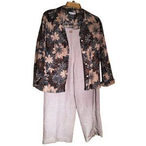 david n Women's 2-Piece Linen Blend Jacket & Capri Pant Set